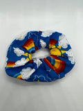 Rainbow and Clouds blue luxe Scrunchie