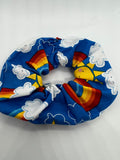 Rainbow and Clouds blue luxe Scrunchie