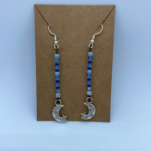 Beaded Blue Moon Earrings